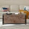 Vintiquewise Wooden Storage Trunk Bench with Black Metal Accents Rustic Blanket & Linen Chest Decorative Organizer Entryway Seating Shoe Station or Bedroom Use for Pillows Throws and Extra Beddings